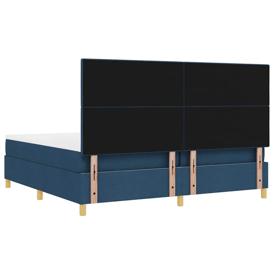 Lit à ressort LED avec tête de lit Bleu 200 x 200 cm tissu - 8