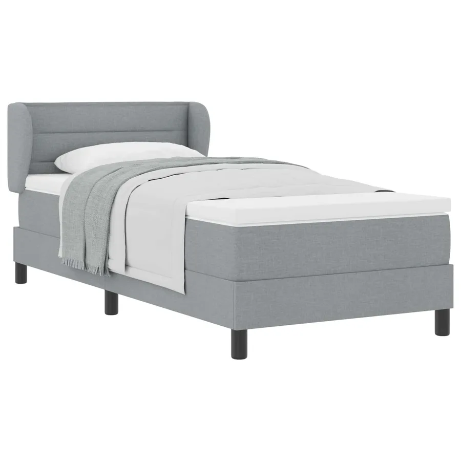 Lit à ressorts avec matelas Gris clair 80 x 200 cm tissu - 2