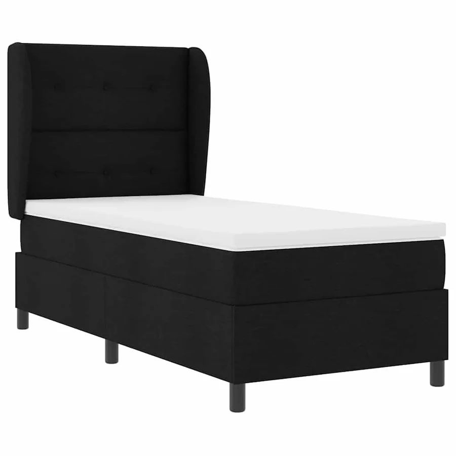 Lit à ressorts avec tête de lit Noir 80 x 200 cm tissu - 5