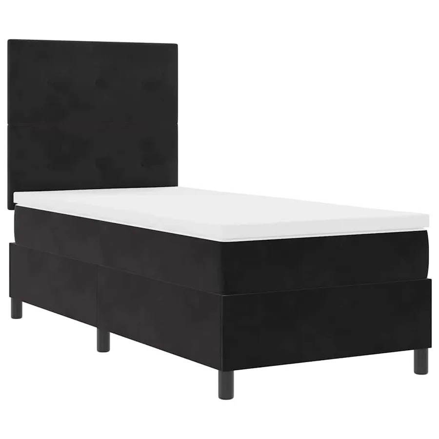 Lit à ressort LED avec tête de lit Noir 80 x 200 cm Velours - 6