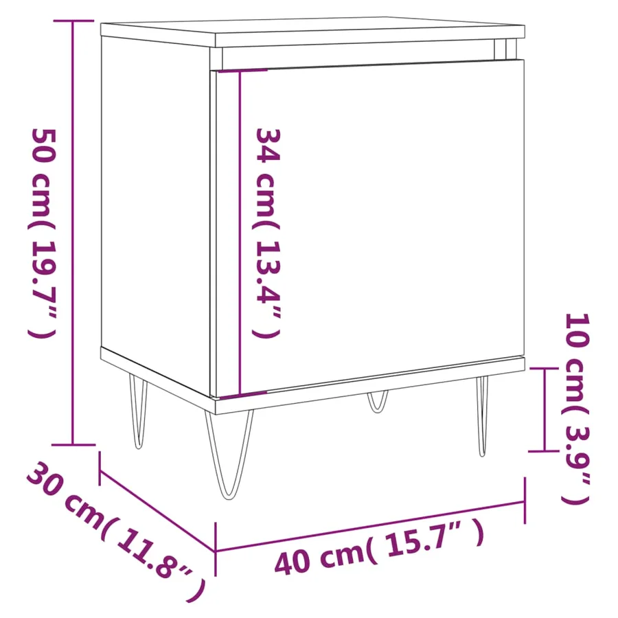 Tables de chevet 2 pcs blanc 40x30x50 cm bois d'ingénierie - 12