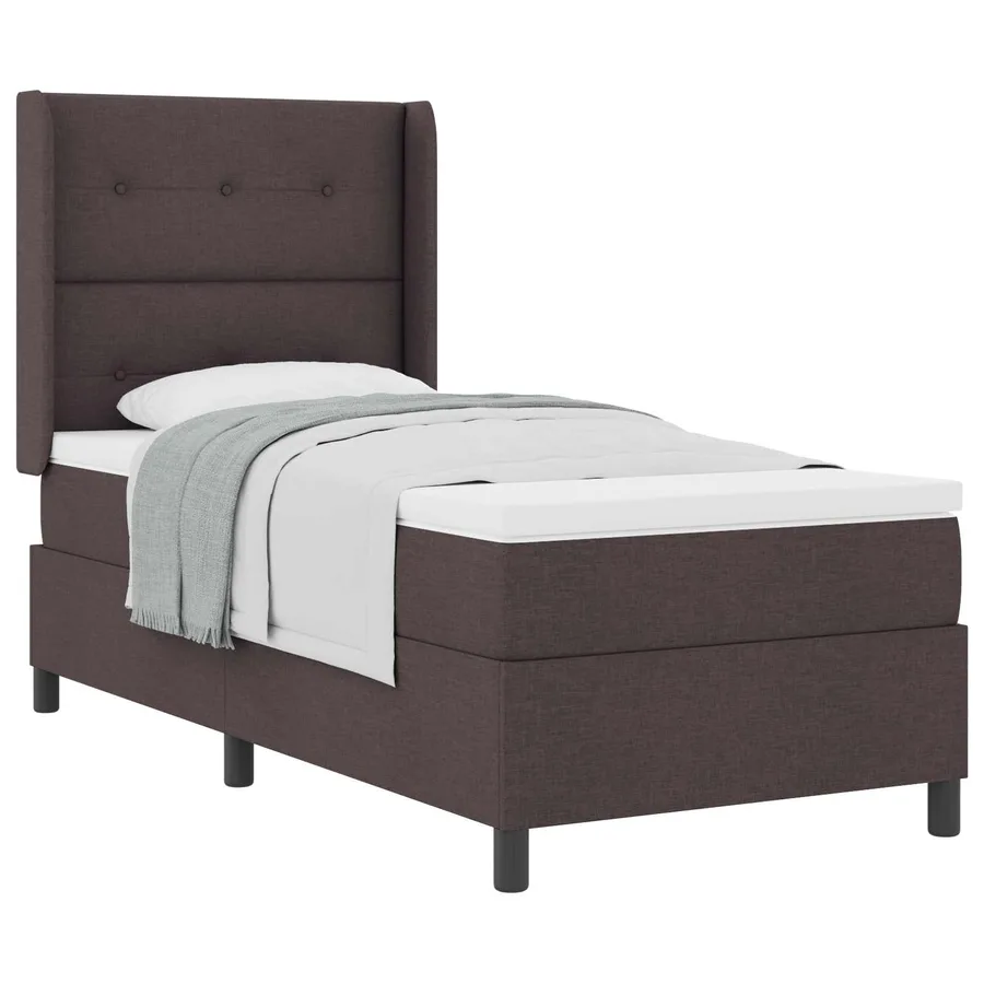 Lit à ressorts avec coussin Marron foncé 200 x 80 cm tissu - 2