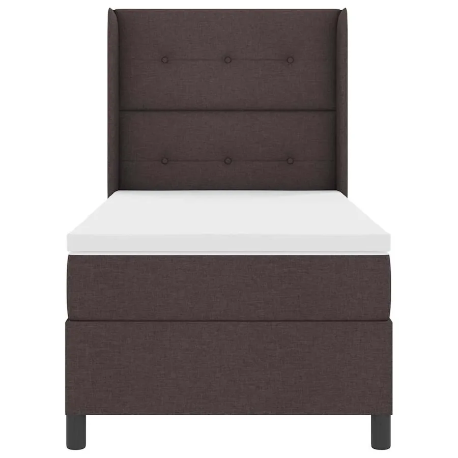 Lit à ressorts avec coussin Marron foncé 200 x 80 cm tissu - 7