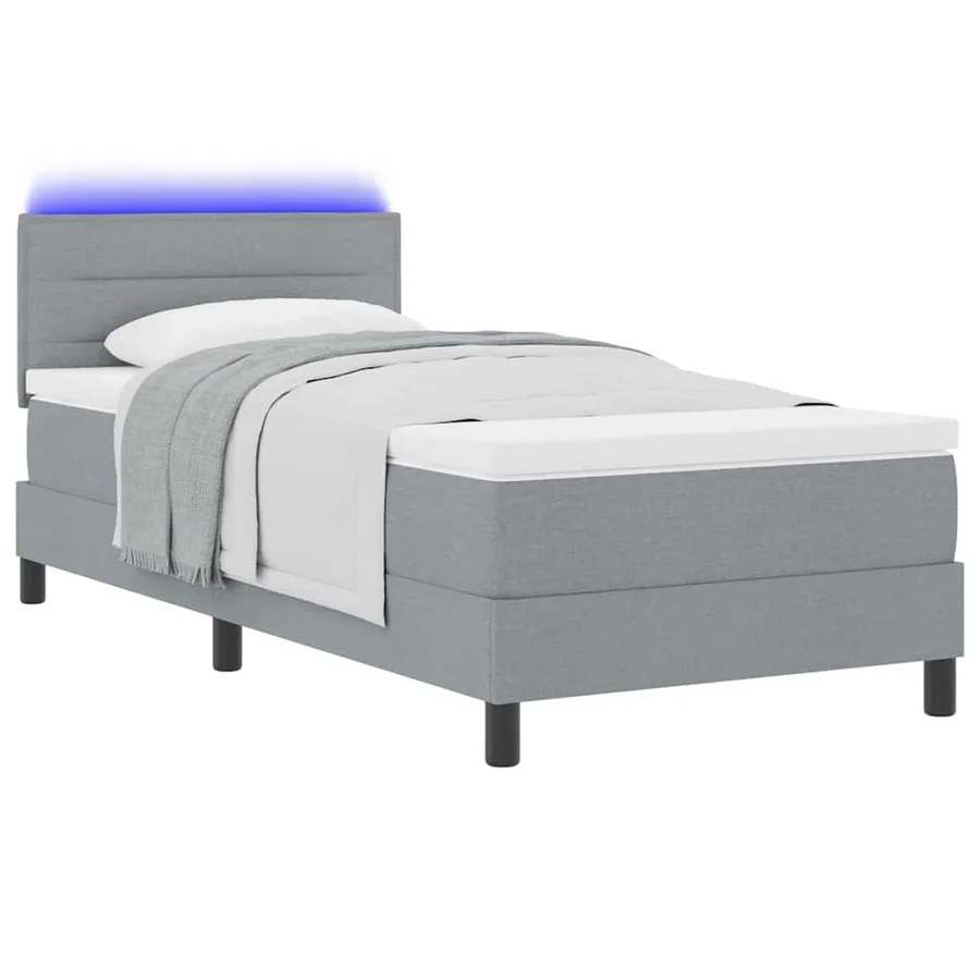 Lit à ressorts avec matelas Gris clair 80 x 200 cm tissu - 3