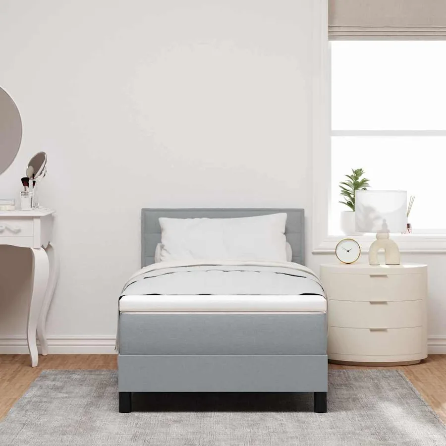 Lit à ressorts avec matelas Gris clair 80 x 200 cm tissu - 4