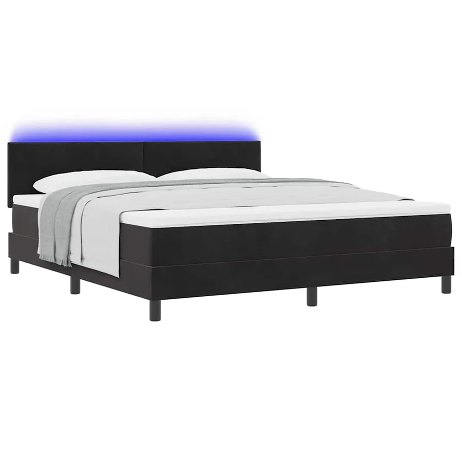 Lit à ressort LED avec bandes LED Noir 180 x 200 cm Velours - 3