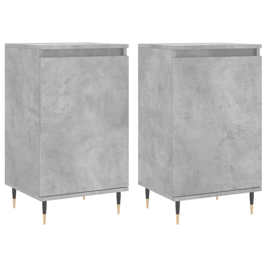 Buffets 2 pcs gris béton 40x35x70 cm bois d'ingénierie - 2