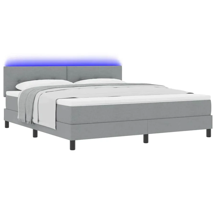 Lit à ressorts avec bandes LED Gris clair 180 x 200 cm tissu - 3