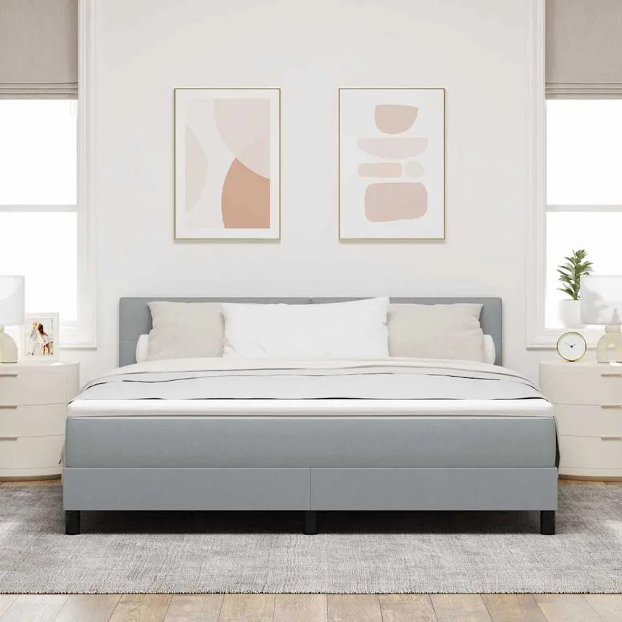 Lit à ressorts avec bandes LED Gris clair 180 x 200 cm tissu - 4
