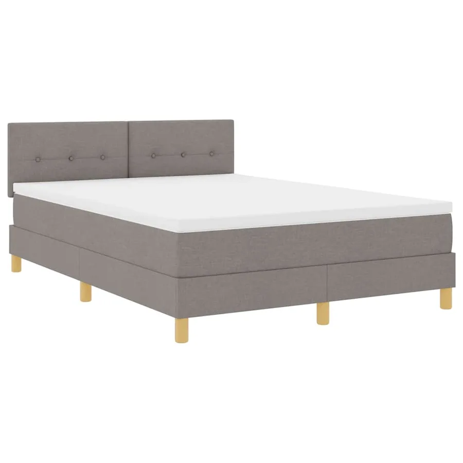 Lit à ressorts avec coussin Taupe 140 x 190 cm tissu - 4