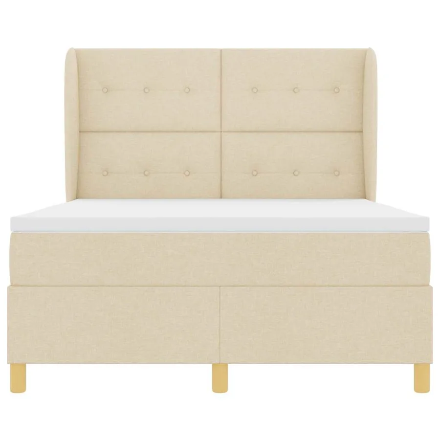 Lit à ressorts avec tête de lit Crème 200 x 140 cm tissu - 7