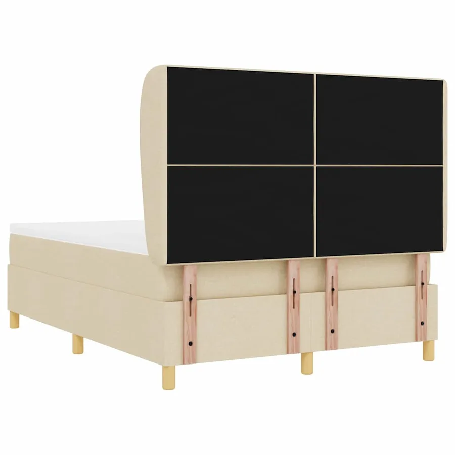 Lit à ressorts avec tête de lit Crème 200 x 140 cm tissu - 9