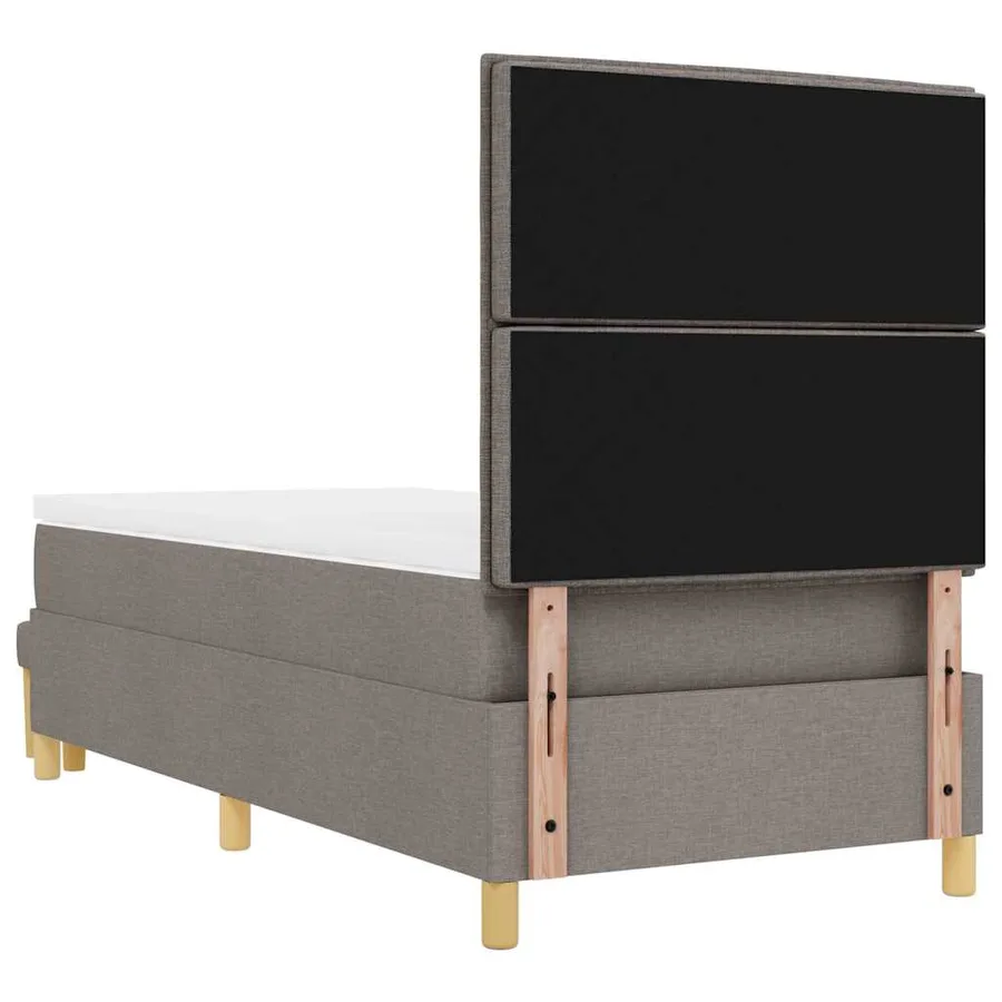 Lit à ressorts avec tête de lit Taupe 200 x 90 cm tissu - 10