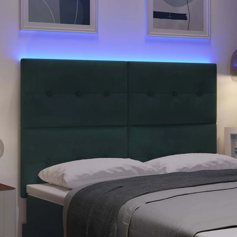 Tête de lit LED avec bandes LED Vert 144 cm Velours - 4