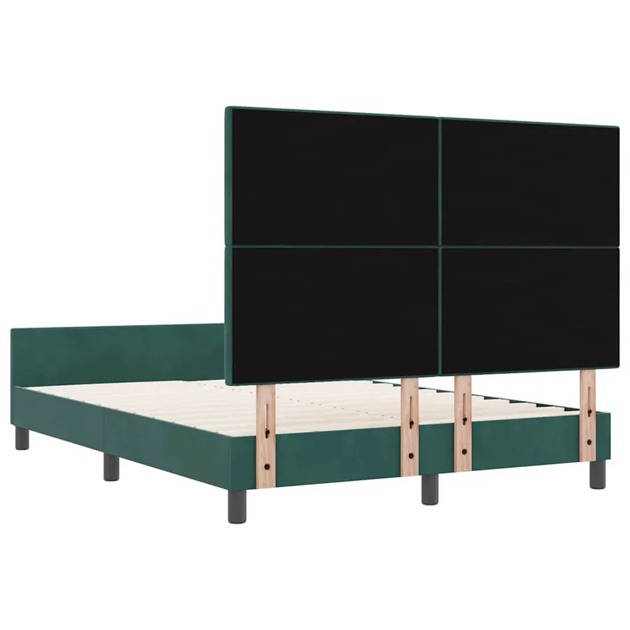 Lit à ressorts avec tête de lit Vert foncé 140 x 200 cm Velours - 9