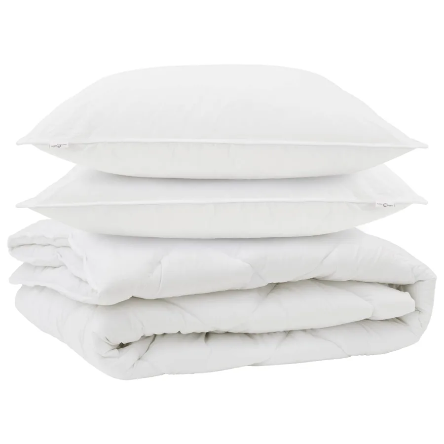 Duvet toutes saisons avec oreiller 3 pcs Blanc Microfibre - 2