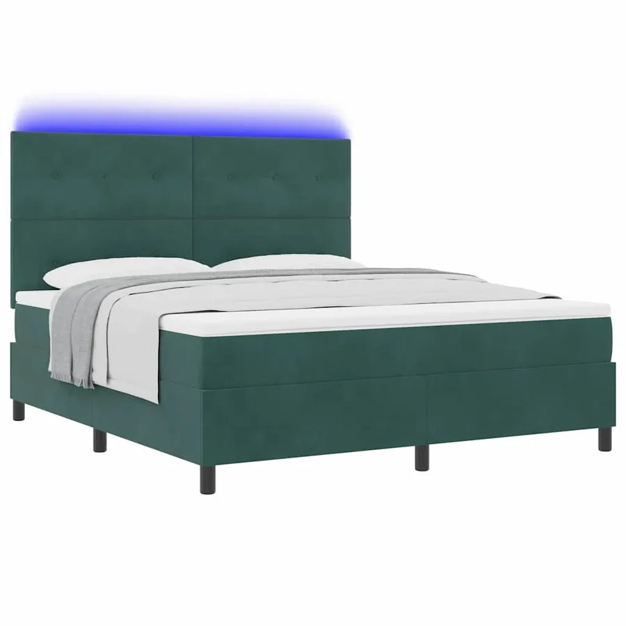 Lit à ressort LED Vert foncé 180 x 200 cm Velours - 3