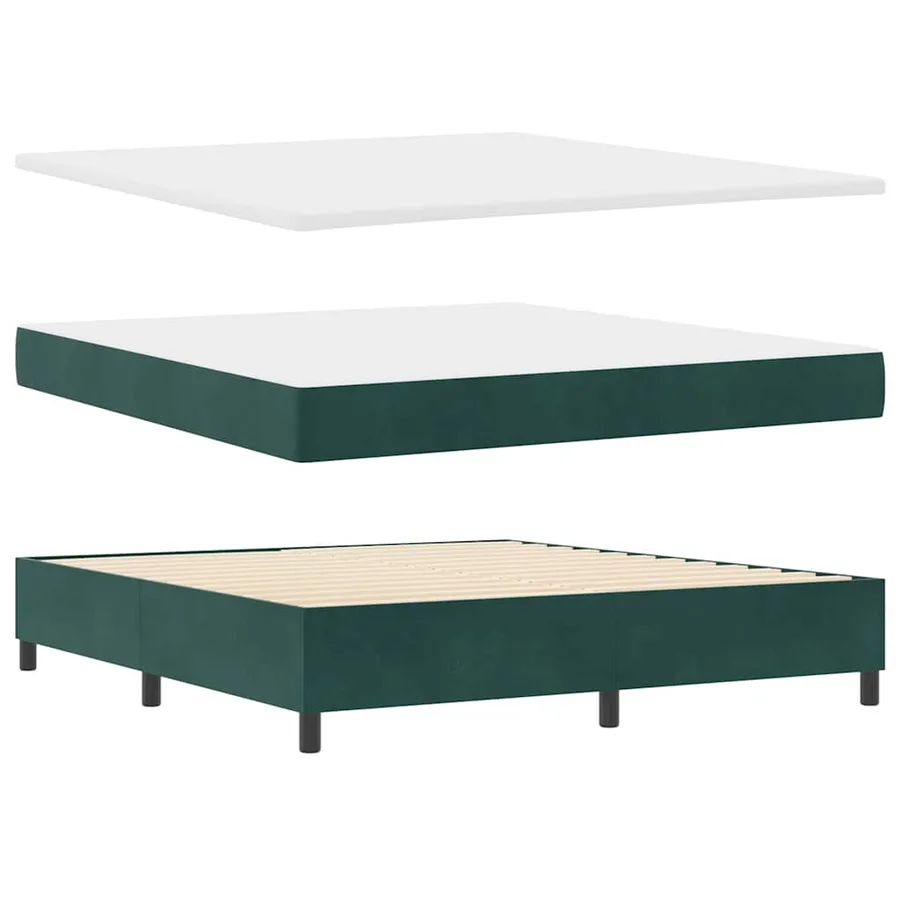 Lit à ressort LED Vert foncé 180 x 200 cm Velours - 7