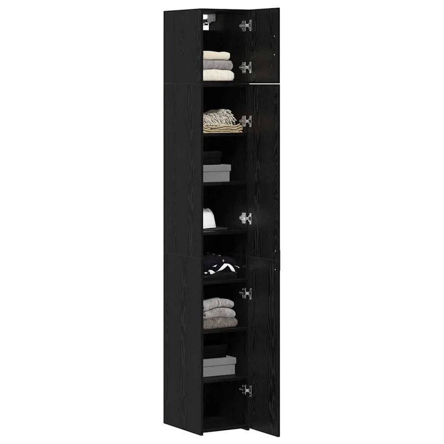 Armoire de rangement 2 pièces avec étagères 2 pcs Chêne noir - 3