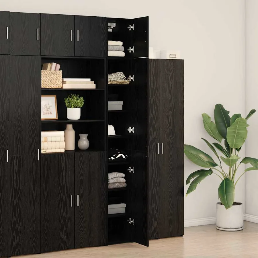 Armoire de rangement 2 pièces avec étagères 2 pcs Chêne noir - 4