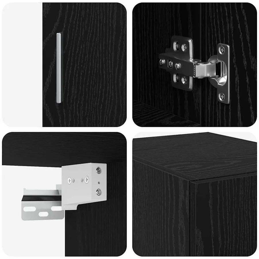 Armoire de rangement 2 pièces avec étagères 2 pcs Chêne noir - 8