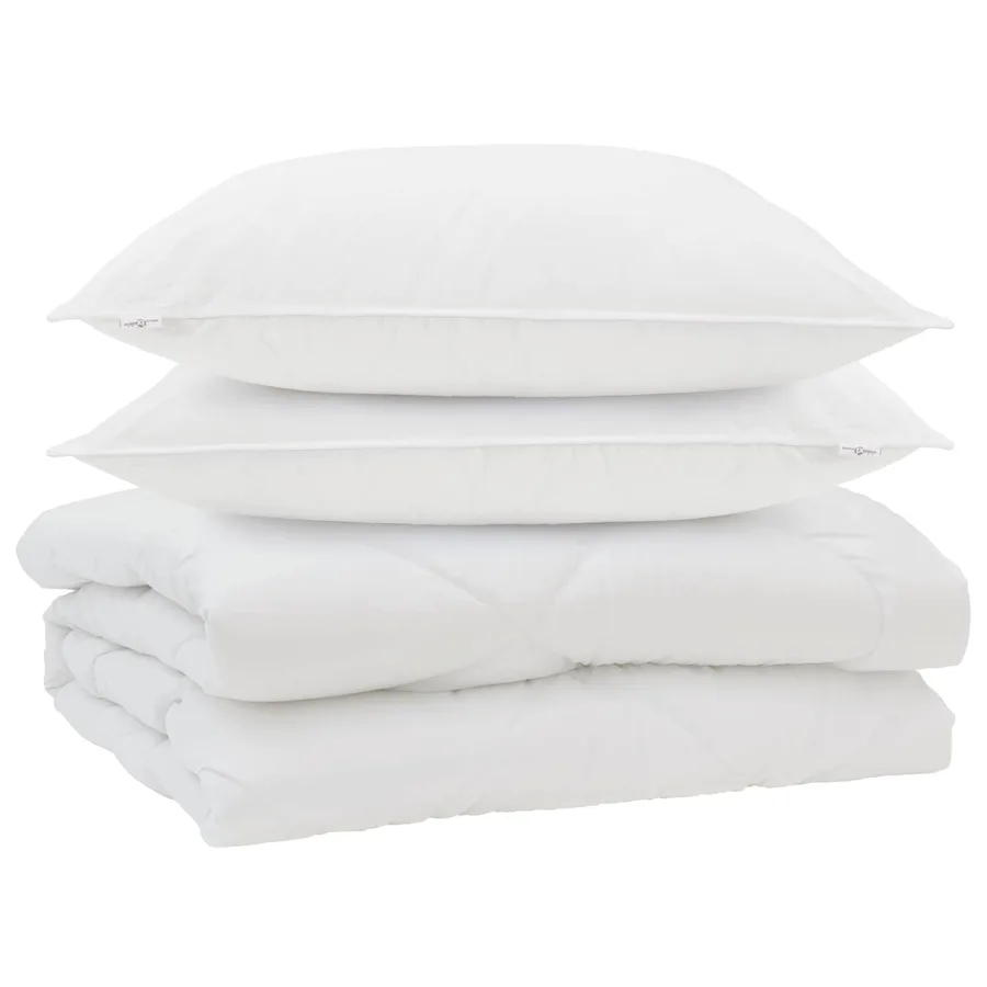 Couette avec oreiller 3 pcs Blanc Microfibre - 2