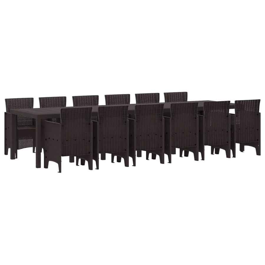 Ensemble de salle à manger pour jardin 13 pcs Marron