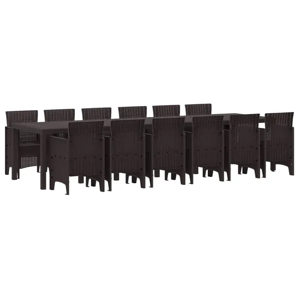 Ensemble de salle à manger pour jardin 13 pcs Marron