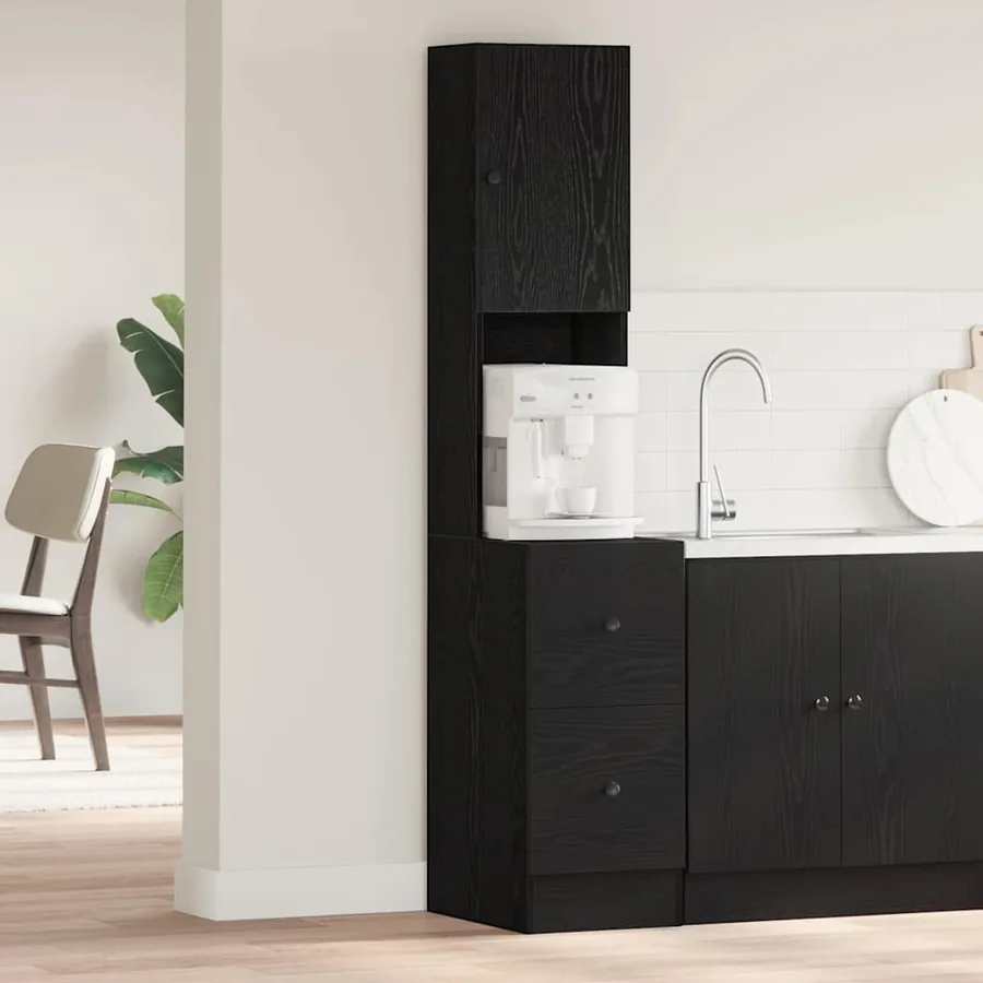 Buffet de cuisine avec tiroir Chêne noir 32 x 50 x 180 cm
