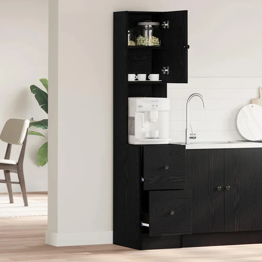 Buffet de cuisine avec tiroir Chêne noir 32 x 50 x 180 cm - 4