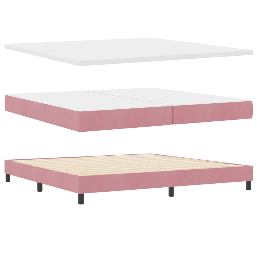 Lit à ressort LED avec bandes LED Rose 200 x 200 cm Velours - 6
