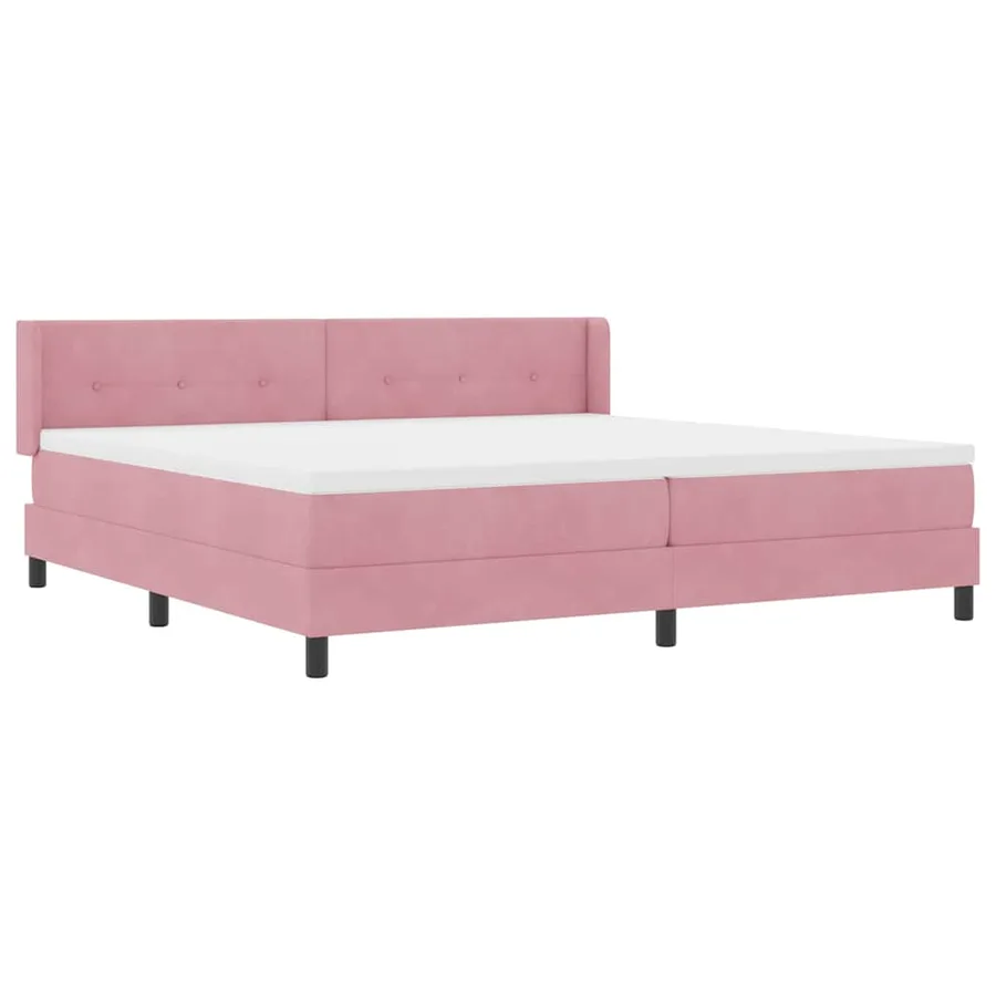 Lit à ressorts avec tête de lit Rose 200 x 200 cm Velours - 6