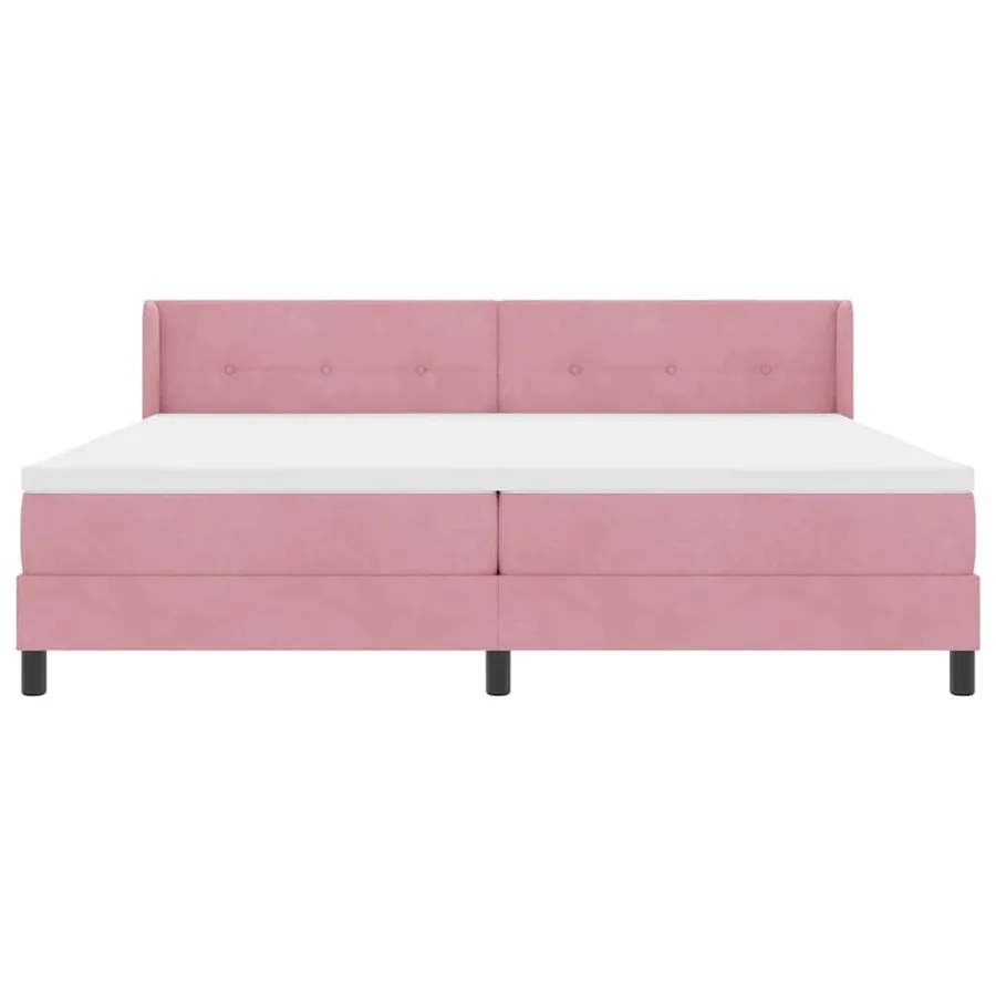 Lit à ressorts avec tête de lit Rose 200 x 200 cm Velours - 7
