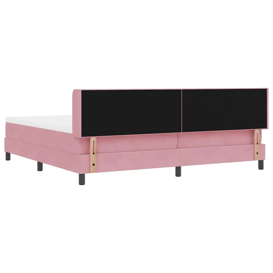 Lit à ressorts avec tête de lit Rose 200 x 200 cm Velours - 9