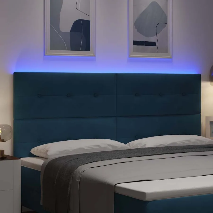 Tête de lit LED avec bandes LED Bleu 200 cm Velours - 4
