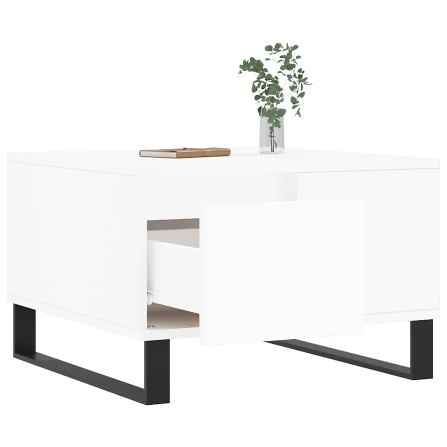 Table basse blanc 55x55x36,5 cm bois d'ingénierie - 4