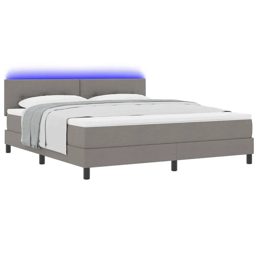 Lit à ressorts avec bandes LED Taupe 180 x 200 cm tissu - 3