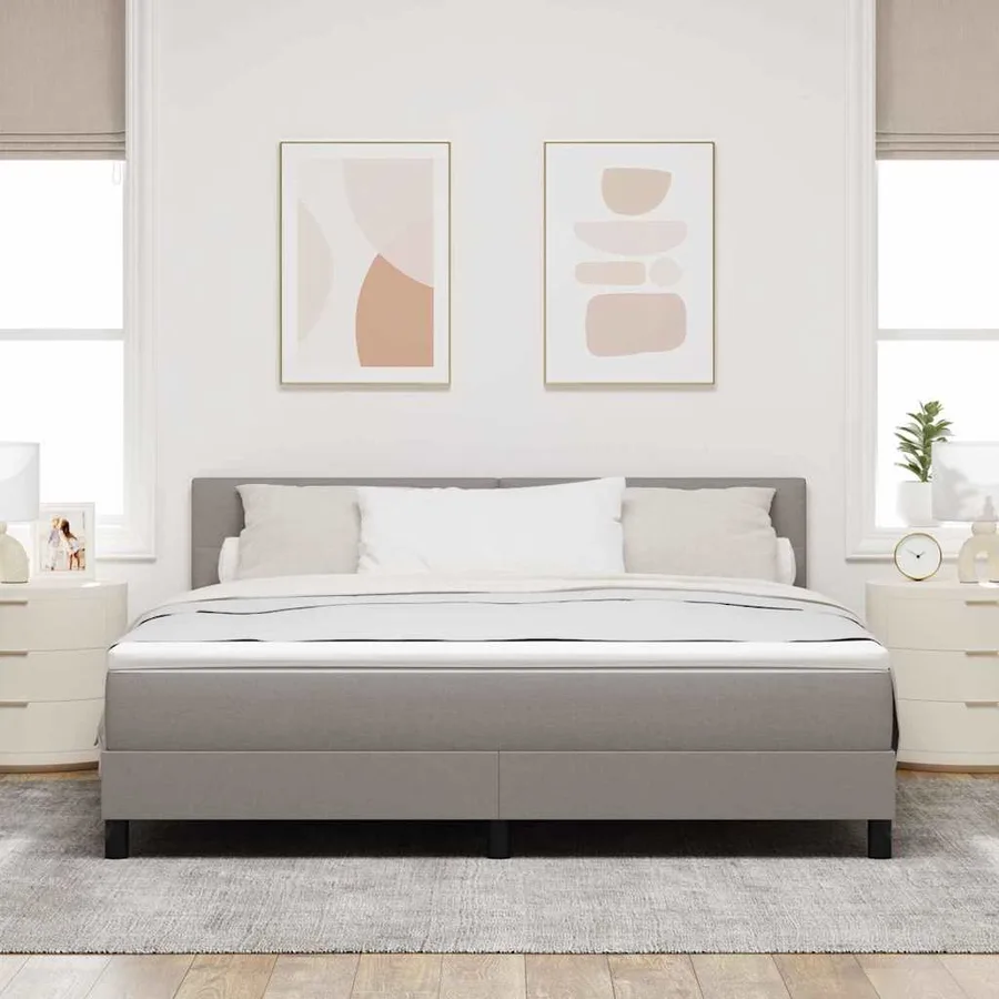 Lit à ressorts avec bandes LED Taupe 180 x 200 cm tissu - 4