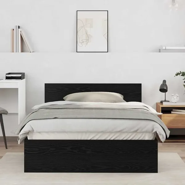 Cadre de lit Chêne noir 193 x 125 x 70 cm Bois d'ingénierie
