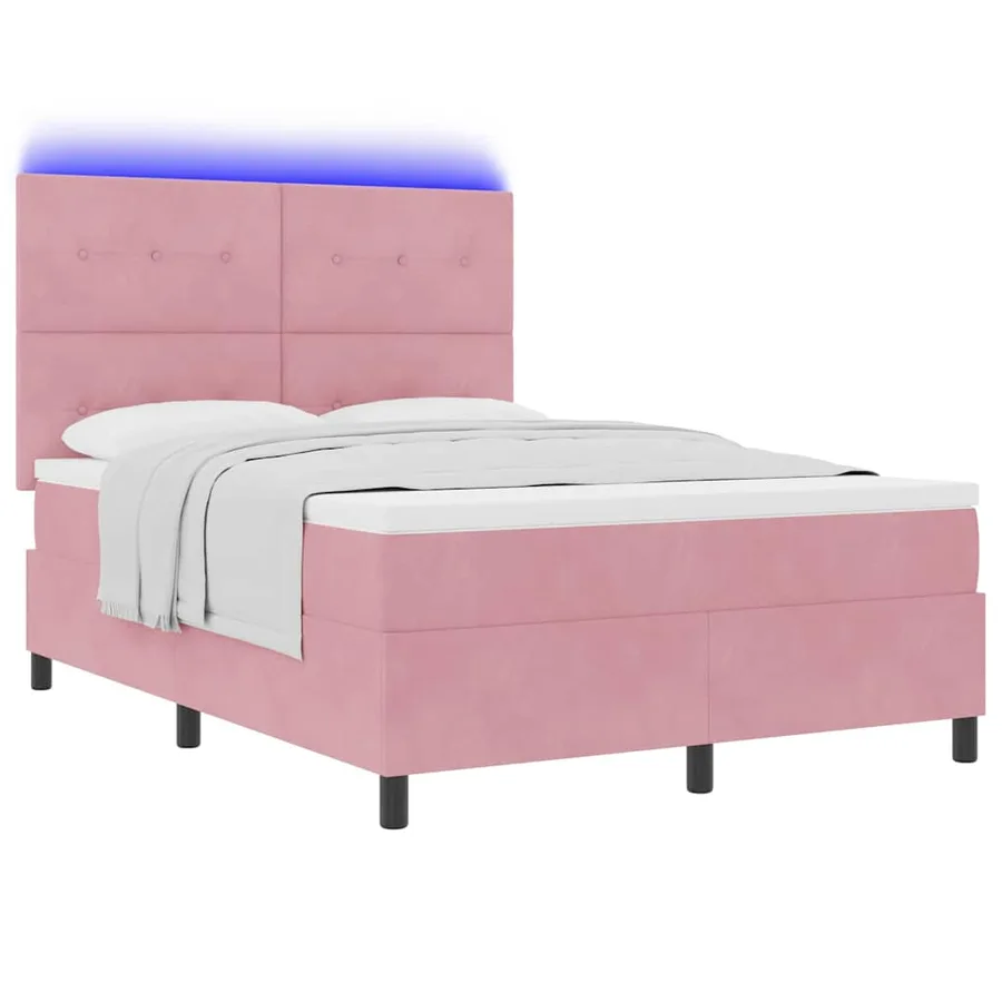 Lit à ressort LED avec tête de lit Rose 160 x 200 cm Velours - 3