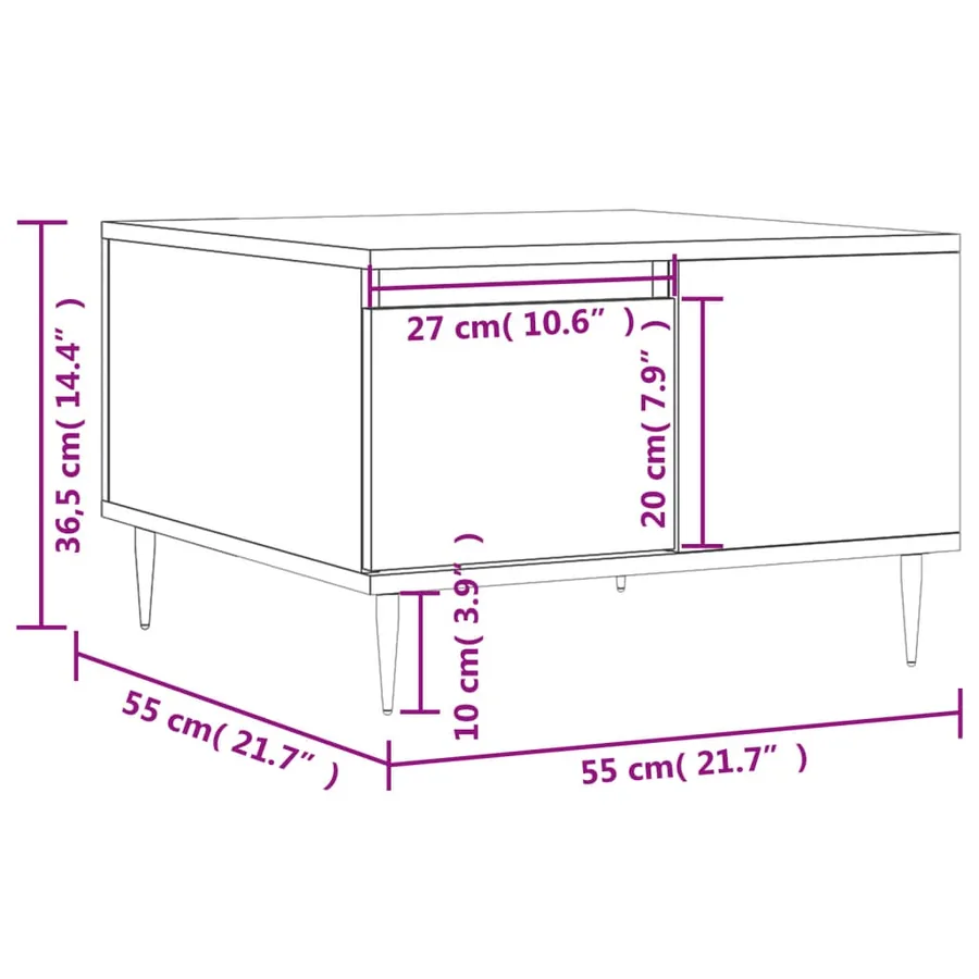 Table basse chêne sonoma 55x55x36,5 cm bois d'ingénierie - 11