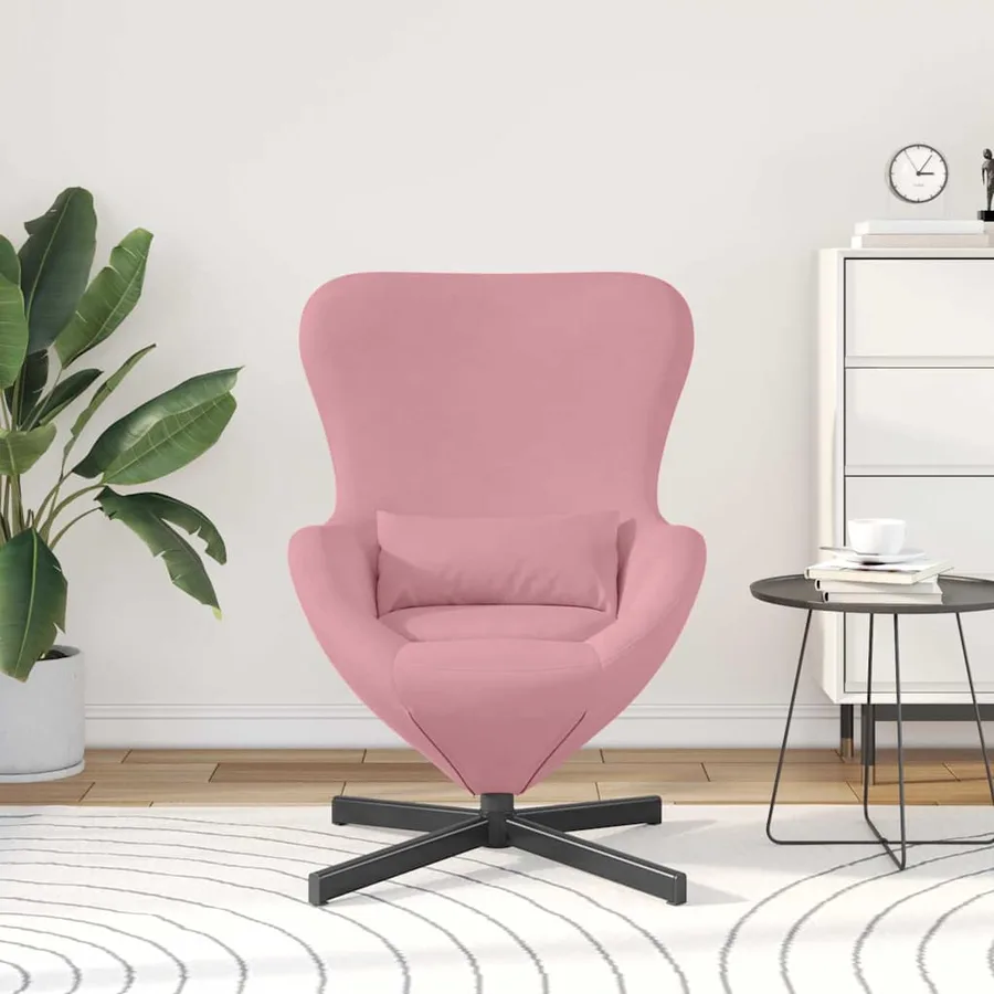 Fauteuil œuf Rose 63 x 73 x 90 cm Velours - 3