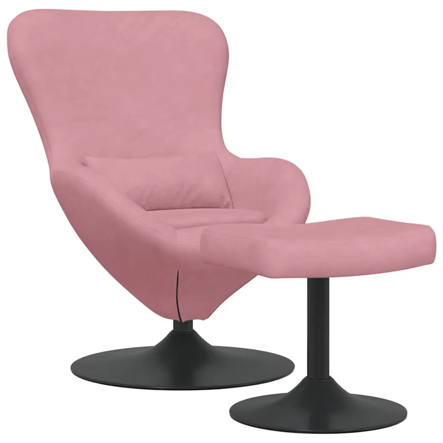 Chaise Œuf avec Pouf Rose Velours - 2