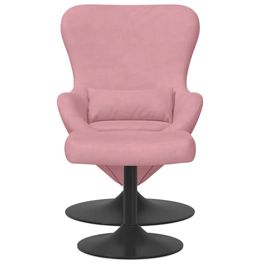 Chaise Œuf avec Pouf Rose Velours - 4