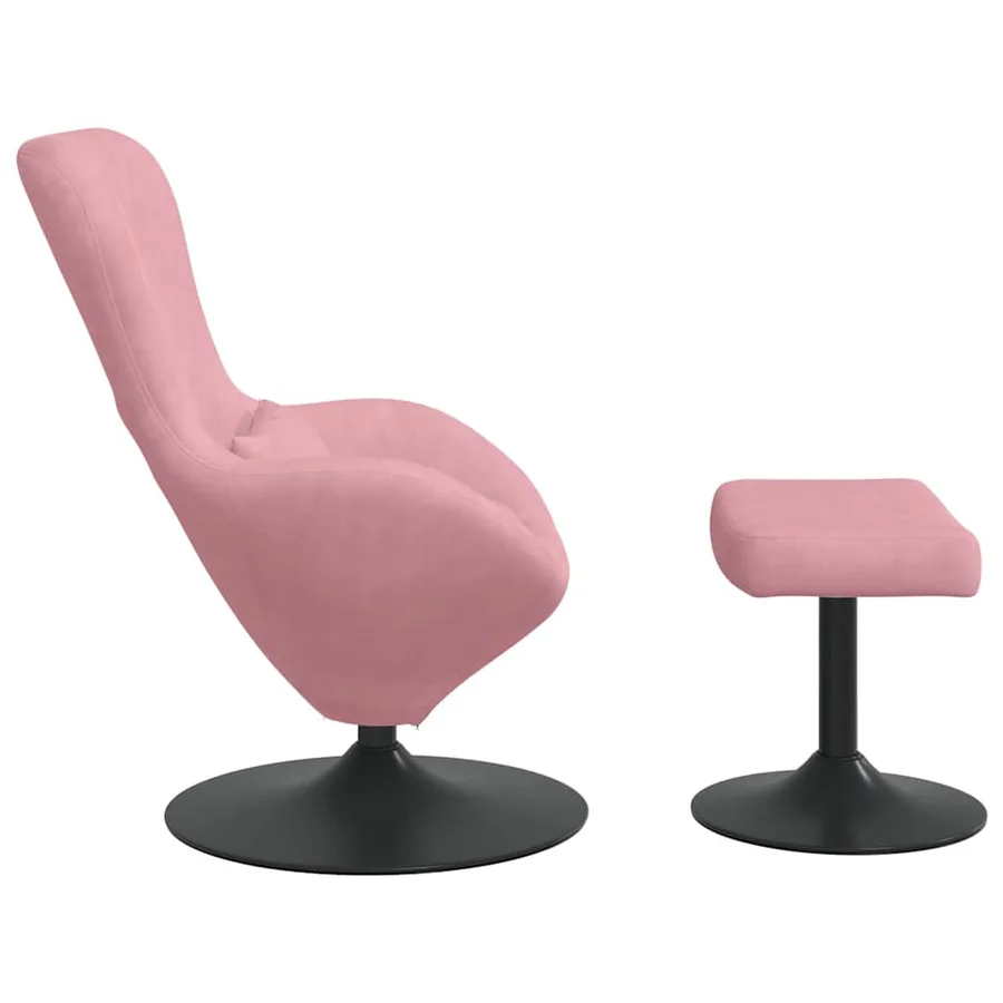 Chaise Œuf avec Pouf Rose Velours - 5