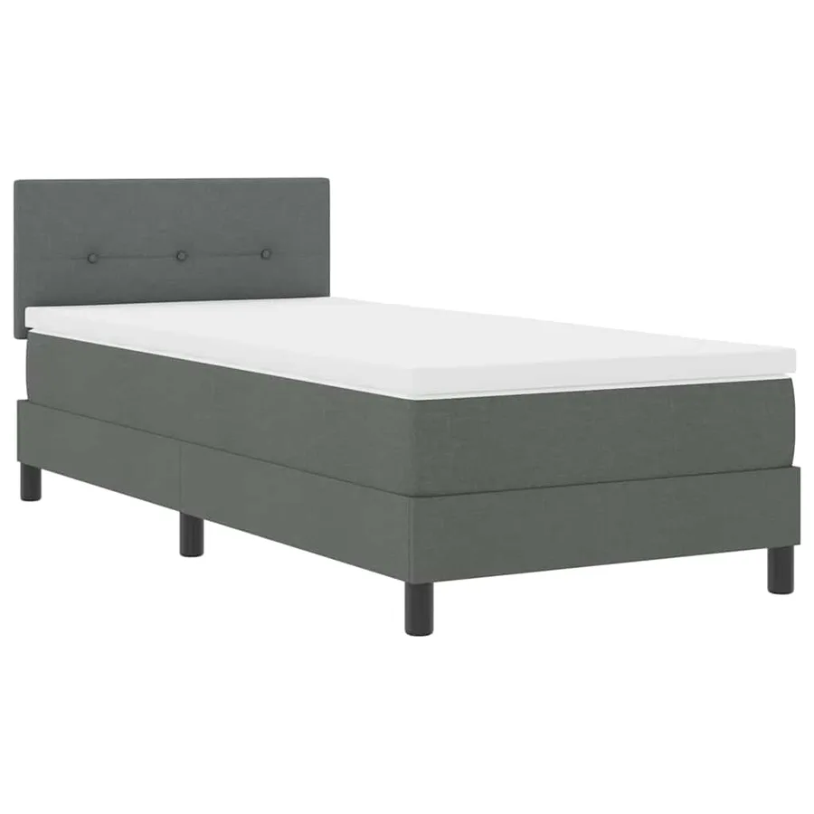 Lit à ressorts avec tête de lit Gris foncé 90 x 190 cm tissu - 4
