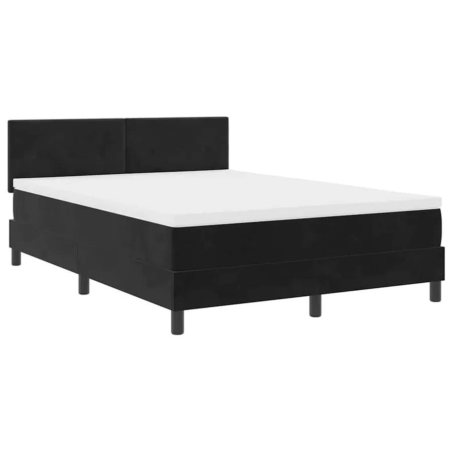 Lit à ressorts avec tête de lit Noir 140 x 190 cm Velours - 4