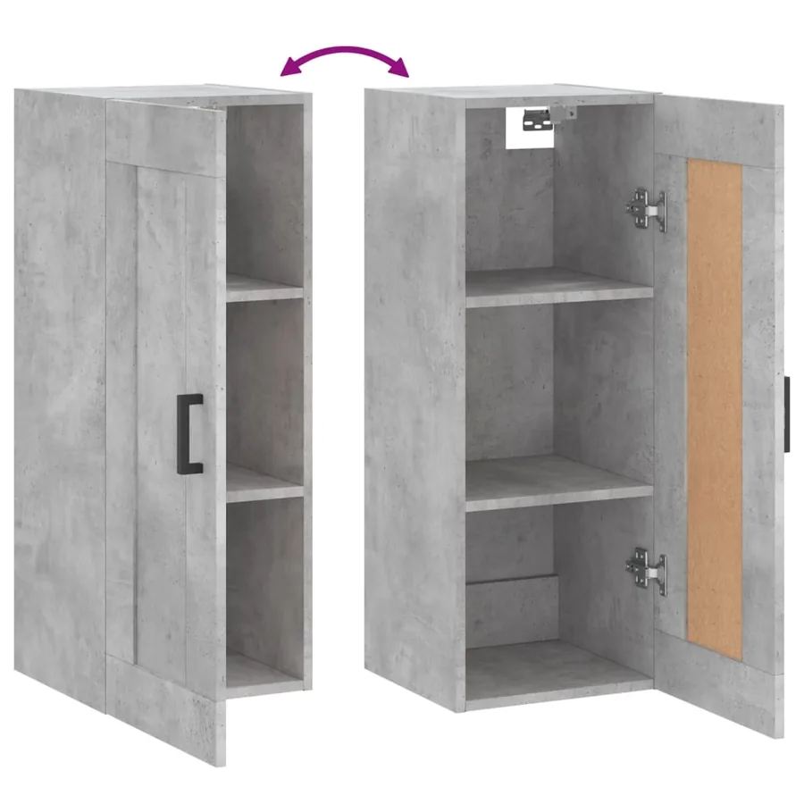 Armoire murale gris béton 34,5x34x90 cm bois d'ingénierie - 10