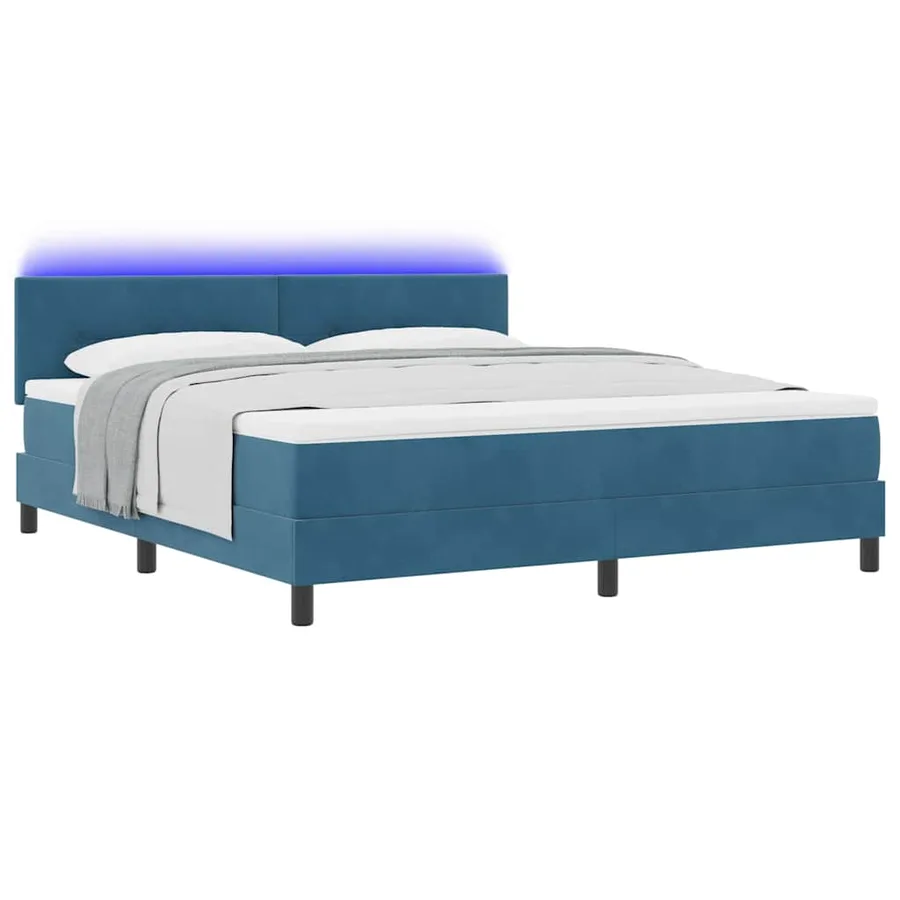 Lit à ressort LED Bleu foncé 180 x 200 cm Velours - 3