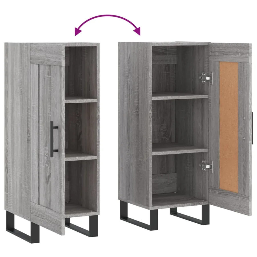 Buffet Sonoma gris 34,5x34x90 cm Bois d'ingénierie - 9